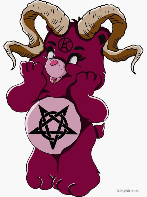 Creepy Care Bear, Dark Care Bears, Satanic Paintings Easy, Satanistic Drawing, Cute Satanic Wallpaper, Cartoon Halloween Drawings, Satanic Drawings, Dare Bears, Scare Bears