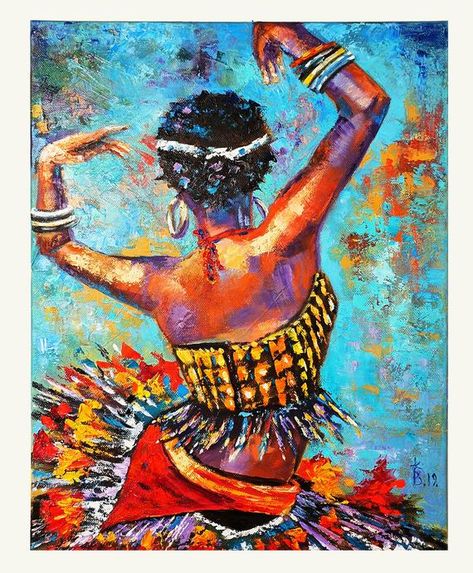 Dancing Painting, Art Black Love, Painting Dancing, African Women Painting, Art Dancing, Painting Women, Dance Wall Art, Dancer Painting, African Artwork