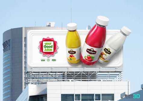 Elevating Advertising: Brandspace3D's Innovation in 3D Billboard Design 3d Billboard Design, Creative Billboard Design Ideas, 3d Billboard, Outdoor Advertising Billboard, Juice Ad, Branding Identity Inspiration, Floor Graphics, Juice Branding, Billboard Advertising