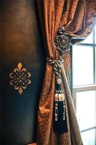 Tuscan Curtains, Masculine Study, Window Treatments Bedroom, The Curtains, Tuscan House, Faux Painting, World Decor, Tuscan Decorating, Tuscan Style