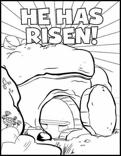 HE HAS RISEN coloring page Free Easter Coloring Pages, Easter Sunday School, Sunday School Coloring Pages, Resurrection Day, Easter Preschool, Resurrection Sunday, Easter Coloring, School Coloring Pages, He Has Risen