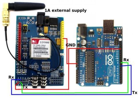 Interfacing GSM SIM900A with Arduino: SIM900A is an ultra-compact and reliable wireless module. The SIM900A is a complete Dual-band GSM/GPRS solution in a SMT module which can be embedded in the customer applications. Featuring an industry-standard interface, the SIM900A delivers GSM/GPRS 900/1800MHz performance for voice, SMS, Data, and Fax in a small form factor and with low power consumption. With a tiny configuration of 24mmx24mmx3mm, SIM900A can fit in almost all the space... Arduino Wireless, Hack Internet, Arduino Modules, Ladder Logic, Arduino Projects Diy, Embedded Systems, Computer Projects, Robotics Projects, Hobby Electronics