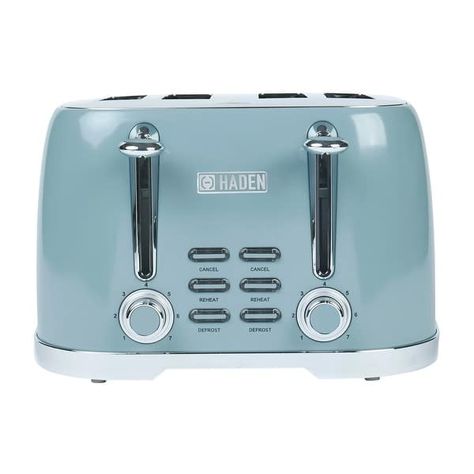 HADEN Brighton 4-Slice, Wide Slot Toaster - On Sale - Bed Bath & Beyond - 38378200 Blue Toaster, Breakfast Station, Retro Toaster, British Homes, Bread Toaster, Electric Toaster, 4 Slice Toaster, Stainless Steel Toaster, Kitchen Necessities