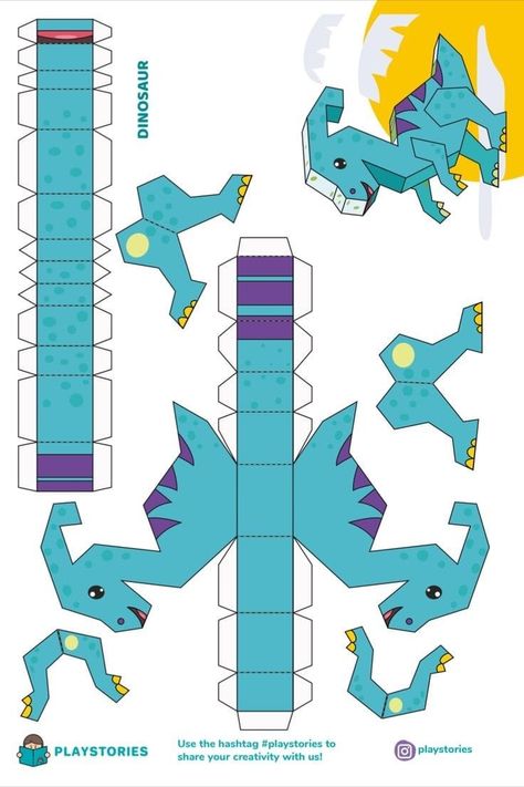 Dinosaurs Printables Free, Paper Crafts Dinosaur, Paper Craft Dinosaur, Papercraft Templates Free Downloads, 3d Paper Art Templates Free Printable, Dino Crafts For Kids, Dinosaur Templates Free Printable, Paper Toys Template Free Printable, Paper Dinosaur Craft