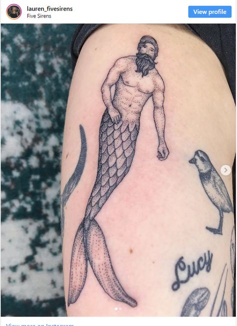 Merman Tattoo, Mermaid Tattoo, Love Tattoos, Tattoo Shop, Skull Tattoo, Love This, I Love, Thank You, Tattoos