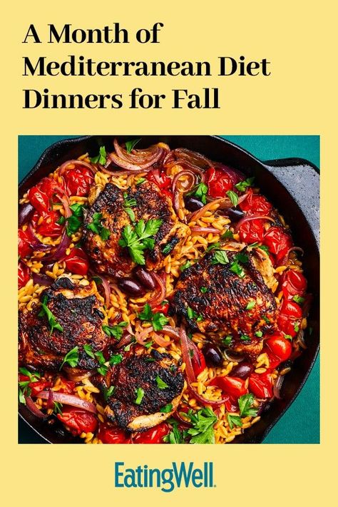 Califlower Recipes Mediterranean, Healthy Fall Meals Clean Eating, Fall Fish Recipes Healthy, Mediterranean Diet Quinoa Recipes, Mediterranean Diet Chili Recipe, Mediterranean Main Dish Recipes, Mediterranean Diet Recipes For Fall, Fall Mediterranean Diet Recipes, Healthy Bean Recipes Clean Eating