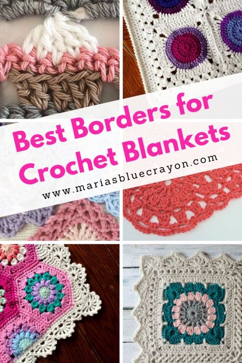 Best Crochet Borders for Blankets. Round up of 20 unique borders on Maria's Blue Crayon blog. #crochet #border #blankets Crochet Blanket Borders, Crochet Edging And Borders, Crochet Borders For Blankets, Blanket Borders, Corak Krusye, Crochet Blanket Border, Persian Tiles, Crochet Blanket Edging, Crochet Border Patterns