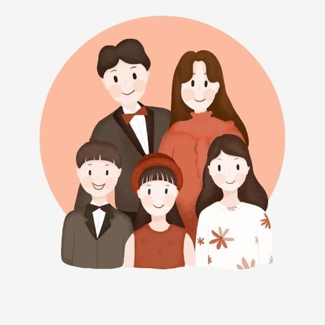 Family Of 5 Aesthetic, Family Aesthetic Art, Family Drawing Illustration, Family Picture Drawing, 가족 일러스트, Illustrated Family Portrait, 5 Aesthetic, Teacher Images, Cartoon Family