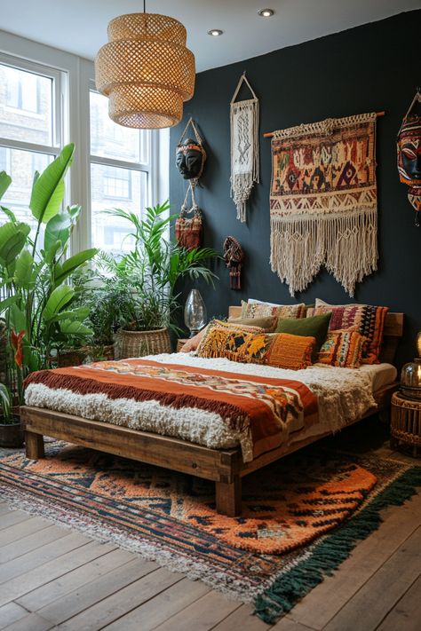 15 Tips for Getting the Perfect Dark Boho Bedroom – Everyday Inspo Aztec Bedroom Ideas Boho Chic, Bedrooms Ideas For Small Rooms, Boho Dark Bedroom, Dark Bohemian Bedroom, Small Room Bedroom Ideas, Ideas For Teen Girls Bedroom, Teen Girl Bedroom Ideas Aesthetic, Teens Bedroom Ideas, Teen Girls Bedroom Ideas