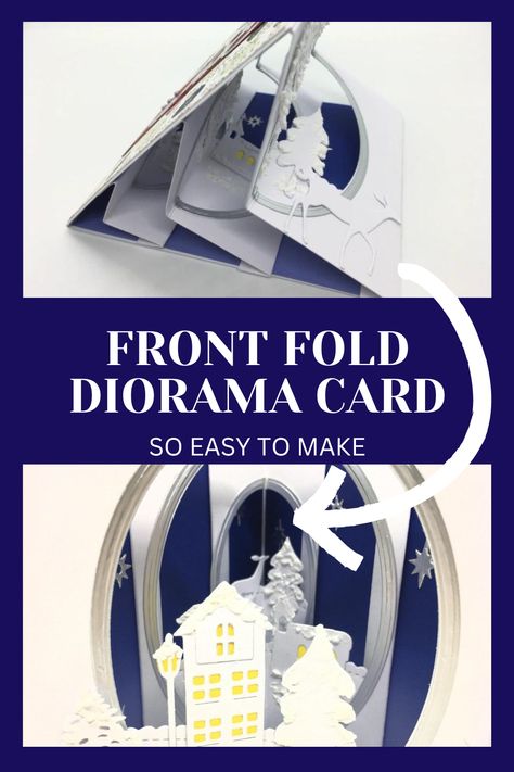 Unusual Christmas Cards, Diorama Cards, Cricut Christmas Cards, Handcrafted Christmas Cards, Homemade Holiday Cards, Fancy Fold Card Tutorials, Card Making Tips, Christmas Paper Crafts, Card Making Crafts