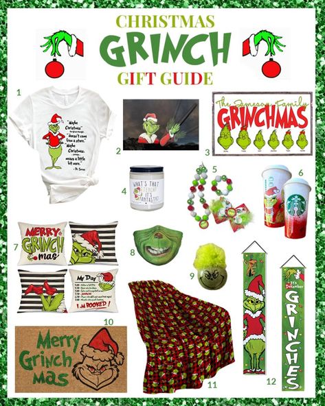 My whole family loves "The Grinch" and since today is #smallbusinesssaturday I thought it was the perfect time to share my Christmas Grinch Gift Guide. All my favorite Grinch themed gifts, many handmade from small businesses, are featured in this festive holiday guide on the blog. Grinch Gift Basket, Grinch Themed Party, Themed Recipes, Faith Crafts, Wooden Family Signs, The Grinch Movie, Heart Christmas Ornaments, Grinch Ornaments, Christmas Hair Bows