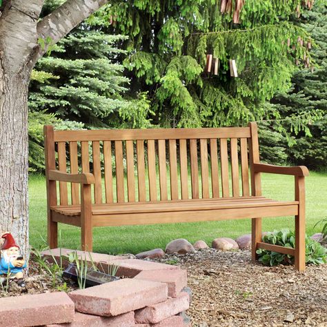 Garden Bench Seating, Teak Garden Bench, Outdoor Garden Bench, Wooden Garden Benches, Mission Style, Teak Outdoor, Wooden Garden, Garden Bench, Outdoor Living Areas