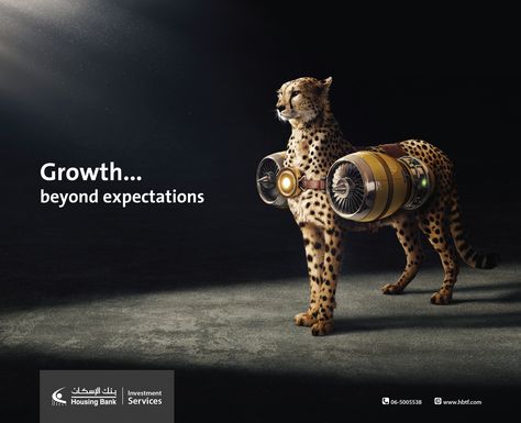 The Outdoor Advert titled Beyond Expectations: Cheetah was done by Adpro Communications advertising agency for Housing Bank for Trade and Investment in Jordan #creative #marketing #advertising #adsspot #digitalmarketing #branding Bank Brochure, Branding Background, Finance Ads, Bank Ads, Banks Advertising, Branding Case Study, Banks Ads, Advertising Archives, Digital Advertising Design