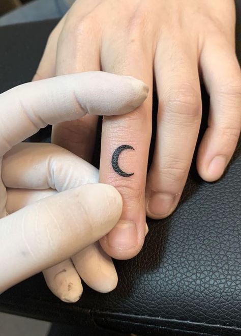 Finger Tattoos Crescent Moon, Shadow Man Tattoo, Moon On Finger Tattoo, Moon Finger Tattoos For Women, Moon Tattoo Finger, Finger Tattoo Moon, Crescent Moon Finger Tattoo, Finger Moon Tattoo, Moon Finger Tattoo