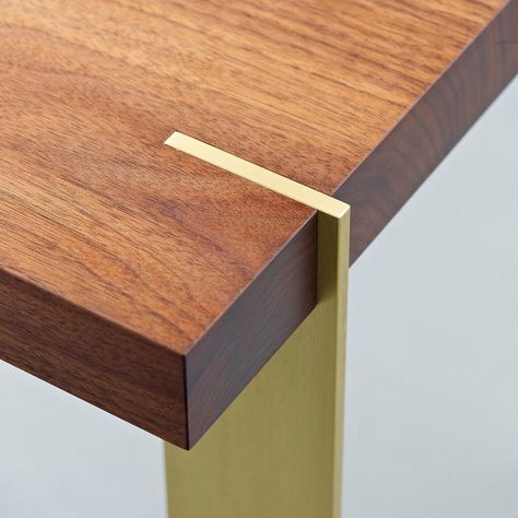 Walnut and Brass: Joined at the Tip in Side Table Collection | Woodworking Network Meja Sofa, Ip Design, Joinery Details, Group Project, Work Plans, Wood Joints, Wood Detail, Furniture Details, Wood Work