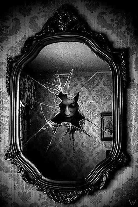 New blog post exploring how and why mirrors become haunted and/or become dimensional gateways. Horror Photography, Shattered Glass, Creepy Art, Arte Fantasy, Dark Photography, A Mirror, Gothic Art, Cthulhu, Black Mirror