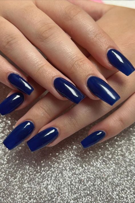 Plain Nude Nails, Plain Acrylic Nails, Coffen Nails, Dance Nails, Blue Christmas Nails, Nail Growth Tips, Blue Coffin Nails, Dark Blue Nails, Plain Nails