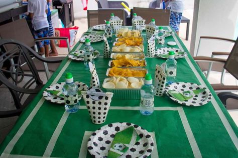 Soccer Pool Party, Swim Party, Soccer Party, Soccer Table, Pool Birthday Party, Boys Life, 9th Birthday, Catch My Party, Birthday Party Ideas