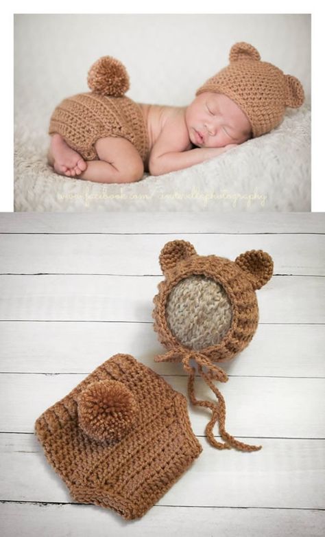 Newborn Crochet Patterns Free Easy, Baby Crochet Clothes, Newborn Crochet Patterns Free, Crochet Baby Items, Crochet Baby Photo Prop, Crochet Baby Costumes, Bear Clothes, Newborn Crochet Patterns