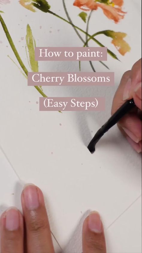 artphilosophyco on Instagram: Easy tutorial on HOW TO PAINT CHERRY BLOSSOMS 🌸 By @jennyfloresart ✅ Comment what flower should I do next ⬇️😍🌷 . . . . .… How To Paint Japanese Cherry Blossom, Cherry Blossom Painting Tutorial, Easy Cherry Blossom Painting, How To Paint Cherry Blossoms, Cherry Blossom Painting Acrylic, Blossom Painting, Cherry Blossom Painting, Acrylic Tutorials, White Cherry Blossom