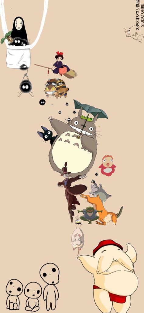 Cool Studio Ghibli Wallpaper, Anime Theme Wallpaper Iphone, Studio Ghibli Minimalist Poster, Ghibli Studio Wallpaper Aesthetic, Ghibli Official Art, Studio Ghibli Ipad Wallpaper Hd 1080p, Ghibli Characters Wallpaper, Studio Ghibli Journal Ideas, Wara Wara Ghibli Wallpaper