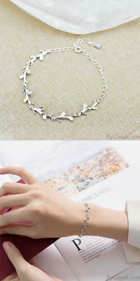 Bracelet Ideas Silver Women, Bracelet Ideas Silver, Leaves Bracelet, Silver Bracelet Designs, Silver Bracelet For Women, Cute Forest, Jewellery Bracelets, Forest Style, Bracelets Silver