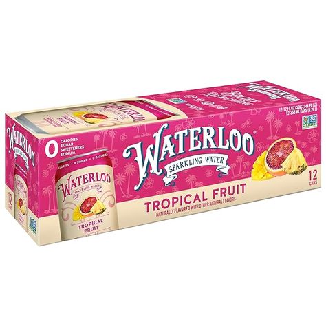 Amazon.com : Waterloo Sparkling Water, Tropical Fruit Naturally Flavored, 12 Fl Oz Cans (Pack of 12) – Zero Calories and Zero Sugar or Sweeteners of Any Kind : Everything Else Zero Calories, Cute Kitchen, Sparkling Water, Tropical Fruit, Natural Flavors, Sparkle, Fruit, Canning, Water