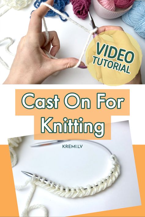 How To Start A Knit, Casting On Knitting Easy, How To Cast On Knitting, Cast On Knitting, Casting On Stitches, Beginner Knitting, Beginner Knitting Patterns, Knitting Videos, Easy Video