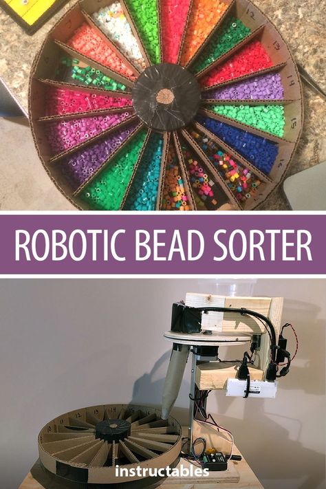 Save time from tedious tasks with this robotic bead sorting machine! #electronics #perler #robot #sensors #crafts Instructables Projects, Robotics Design, Concept Technology, Aarti Thali, Electronics Diy, Maker Faire, Arduino Projects, Color Sorting, A Robot