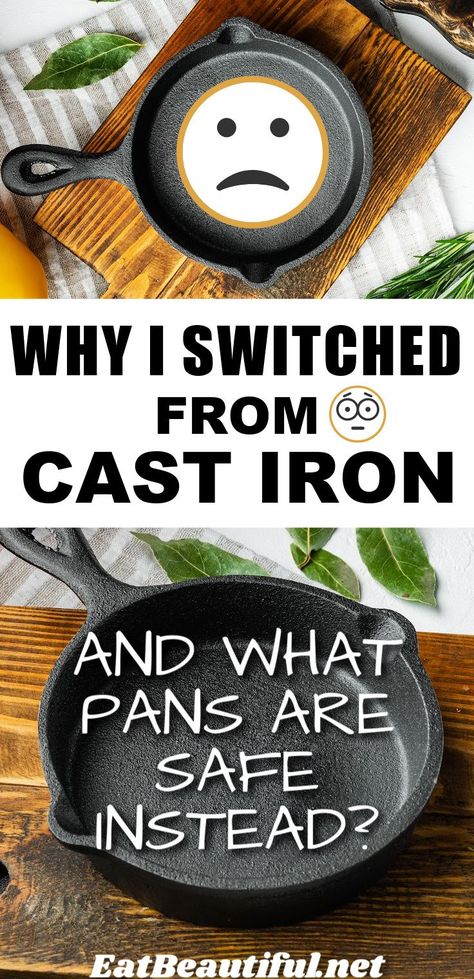 Why I Switched from Cast Iron and What Pans are Best and Safe Instead? shares why cast iron puts too much iron into the body. Even though many of us thought this was the best kind of pan out there for natural cooks, we were wrong. | #castiron Metal Cooking Utensils, Natural Cooking, Iron Skillets, Stainless Steel Cookware, Cast Iron Cooking, Enameled Cast Iron, Cast Iron Skillet, Iron Pan, Cast Iron Pan