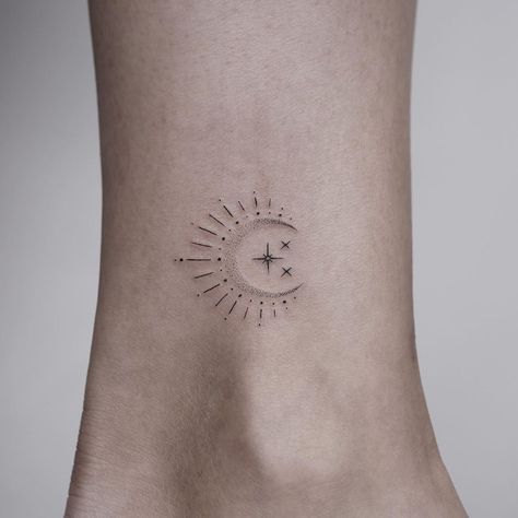 Anna Maria Reh on Instagram: “sun • moon • stars” Sun Moon And Stars Tattoo, Star Tattoo On Shoulder, North Star Tattoos, Star Tattoos For Men, Nautical Star Tattoos, Moon Star Tattoo, Tattoo Sonne, Small Star Tattoos, Star Tattoo Designs