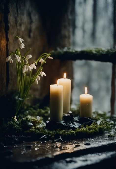 ✨ Imbolc stirs the dormant embers within, igniting the flame of inspiration and renewal, casting its warm glow upon our deepest desires and dreams! Merry Imbolc! 💕 xo, ~ Jenna www.whitewitchparlour.com . #imbolc #snowdrop #winter #witch #velentinesday @whitewitchparlour Imbolc Aesthetic Altar, Imbolc Wallpaper, Imbolc Altar Ideas, Imbolc Decor, Light Witch Aesthetic, Imbolc Decorations, Imbolc Aesthetic, Nature Candles, Simple Altar