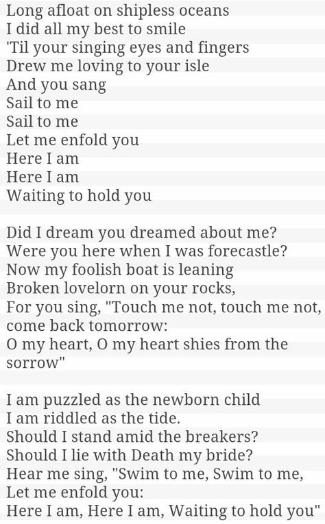 Tim buckley - song to the siren. Best cover version is by the czars ( john grant) Tim Buckley, Sea Shanties, Dream About Me, Commonplace Book, Jeff Buckley, The Siren, Band Pictures, Sea Witch, Sirens