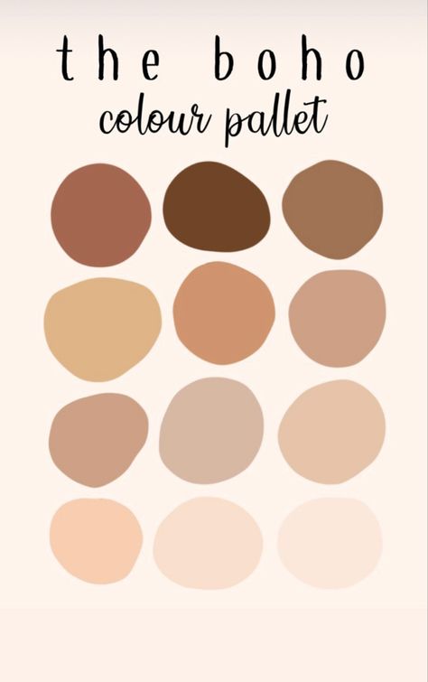 Dusty Peach Color Palette, Peach And Tan Bedroom, Boho Bedroom Color Pallet, Color Pallets Boho, Boho Colours Pallet, Peach Salon Decor, Muted Peach Color Palette, Boho Pallete Color, Tan Colour Pallete