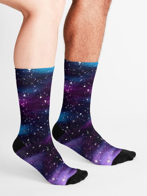 "Starry Sky Galaxy" Socks by HavenDesign | Redbubble Space Lights, Galaxy Socks, Cosmic Space, Stars Space, Print Socks, Sheer Scarf, Galaxy Print, Space Stars, Disney Dresses