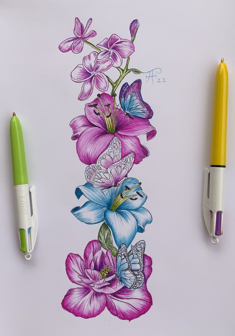 Colour Pen Drawing, Colored Pens Drawing, Pencil Colour Painting, Drawing Of Flowers, Markers Drawing Ideas, Whimsical Art Journal, Graphite Art, Fabric Painting Techniques, Colored Pencil Artwork