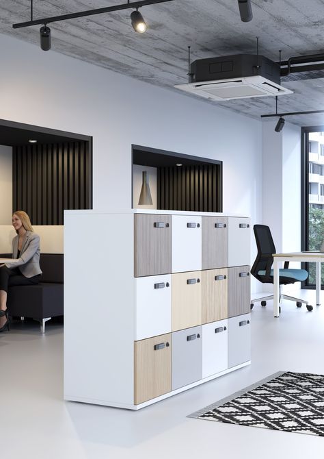 Modular Lockers - Elite Office Furniture UK Limited Cartoon Cafe, Office Furniture Uk, Locker Designs, Modular Office Furniture, Open Space Office, Office Lockers, Office Furniture Design, Office Layout, Plastic Furniture