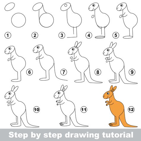 Draw A Kangaroo, Kangaroo Drawing, Animal Writing, Kangaroo Art, Strongest Animal, Directed Drawing, Australia Animals, Drawing Now, Sight Words Kindergarten