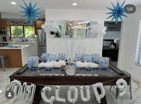 Cloud 9 Bachelorette Party Decor, Dreaming Of I Do Bachelorette Theme, Bachelorette Party On Cloud Nine, Bachelorette Party Ideas Blue, Dreaming Of I Do Bachelorette, Blue Themed Bachelorette Party, Cloud Nine Bachelorette Party, Light Blue Bachelorette Party, Bride On Cloud 9 Bachelorette