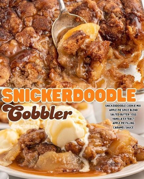 Shugary Sweets Snickerdoodle Cobbler, Best No Bake Cookies, Cobbler Topping, Best Macaroni Salad, Shugary Sweets, Gooey Caramel, Apple Cobbler, Kitchen Fun, Cobbler Recipe