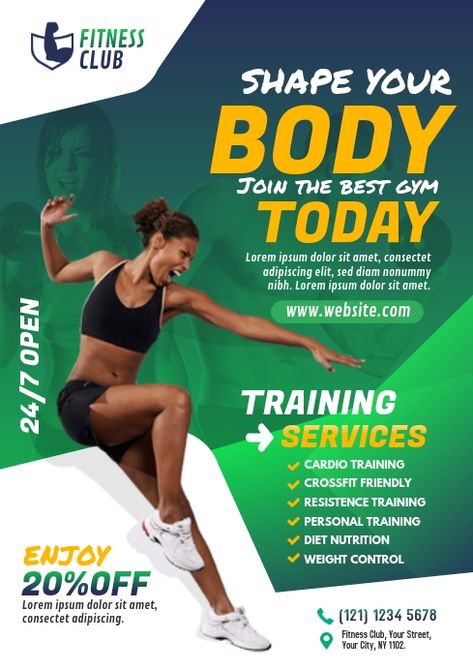 Create amazing online workout program posters in minutes with easy-to-use tools. Choose from 1,250+ free fitness templates to promote your online fitness classes. Gym Design Poster, Fitness Class Poster, Exercise Poster Design, Fitness Template Design, Fitness Graphic Design, Fitness Advertising, Gym Advertising, Fitness Templates, Program Poster