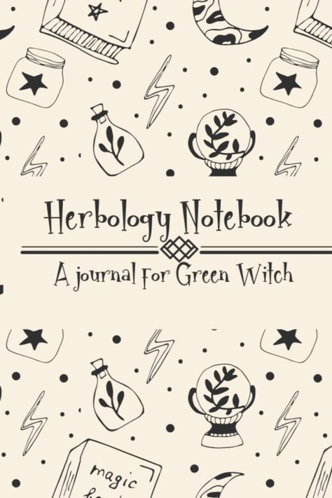 This cute herbology notebook will help you keep track of every herb you study for your grimoire. Each page has plenty of space to fill in all the details about the plant you're researching. It has spaces for all the correspondences (deity, planet, element, etc.) where you can write the name or draw the symbol and show off your artistic skills. Lines are also for included both the magical and medicinal uses of the herb, just don't forget any cautions! Green Witch Grimoire Ideas, Witch Grimoire Ideas, Grimoire Ideas Cover, Green Witch Grimoire, Grimoire Ideas, Witch Grimoire, Prompt Journal, Witchcraft Herbs, Journal Sticker