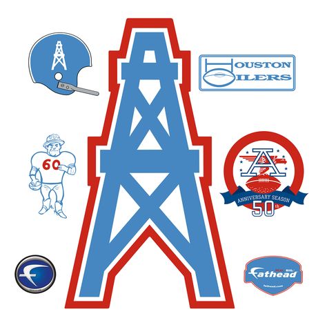 Houston Oilers: Original AFL Logo - Giant Officially Licensed NFL Removable Wall Decal Tennessee Titans Football, Texans Logo, Houston Texans Football, Titans Football, Texans Football, American Football League, Texas Football, Houston Oilers, Wall Graphic