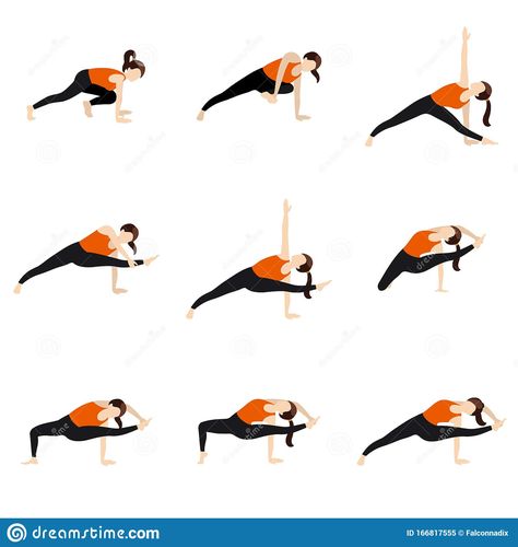 Illustration about Illustration stylized woman practicing visvamitrasana variations. Illustration of hips, female, practice - 166817555 Warrior Tattoo, Yoga Asanas, Yoga Poses, Stock Vector, Vector Illustration, Yoga