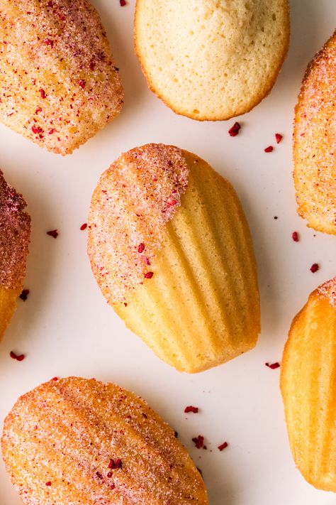 Vanilla Bean Madeleine Cookies Vanilla Bean Madeleines, Christmas Madeline Cookies, Strawberry Madeleines, Raspberry Madeleines, Time Moodboard, Madeleine Recipes, Madeline Cookies Recipe, Pastry Photography, Madeleine Cookies