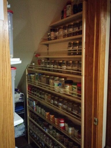 Under Stairs Canning Storage, Canning Closet, Pantry Options, Canning Shelf, Shelves Under Stairs, Canning Storage, Under Stairs Pantry, Dream Pantry, Kitchen Closet