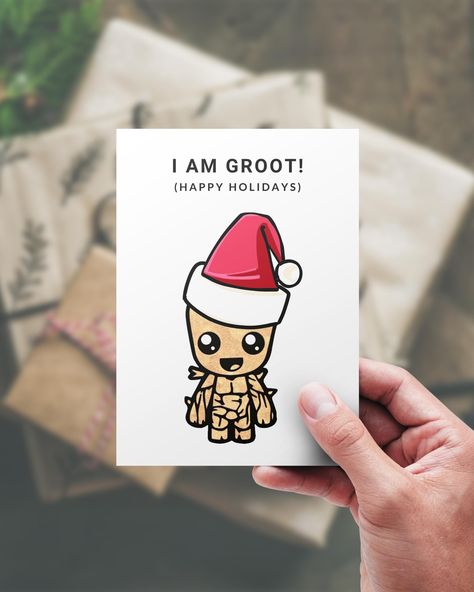 Marvel Christmas Cards, Marvel Christmas Card, Groot Christmas, Disney Christmas Cards, Christmas Marvel, Nerd Christmas, Cute Christmas Cards, Fun Christmas Cards, Christmas Note