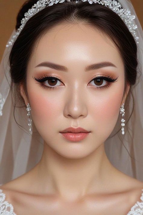 Vietnamese Bridal Makeup, Asian Wedding Makeup Brides, Wedding Make Up Asian Brides, Wedding Makeup For Brown Eyes Asian, Wedding Makeup For Olive Skin Tone, Wedding Makeup Asian Brides, Bridal Makeup Round Face, Bridal Makeup Asian Brides, Chinese Bridal Makeup