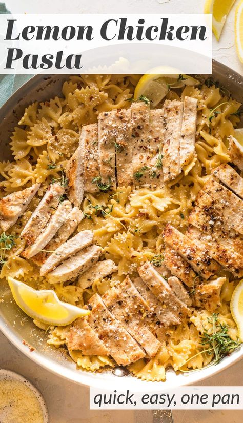 This healthier take on Lemon Chicken Pasta is easy to make and ready in just 30 minutes. The lemon garlic sauce is light yet bursting with flavor for a simple meal everyone will enjoy.