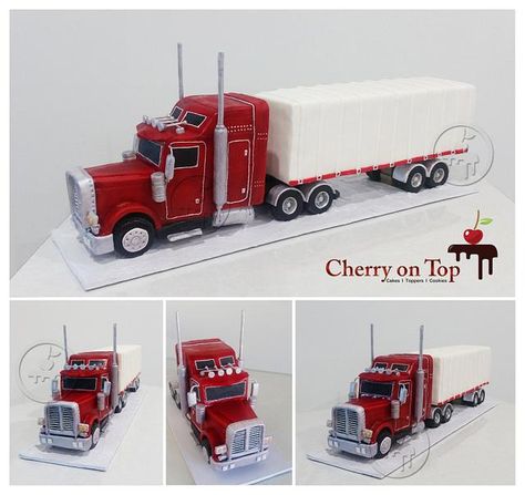 Truck Cakes For Men Birthdays, Semi Cake Truck, Trucker Birthday Cake, Truck Cakes For Men, Tow Truck Cake, Semi Truck Cakes, Cake Truck, Truck Birthday Cakes, Bike Cakes